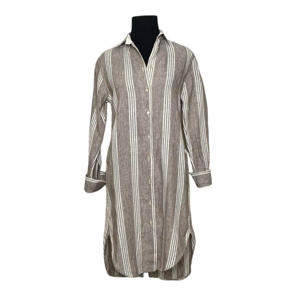 Le Sarte Pettegole brown white striped shirt dress size Italian 38-US 4